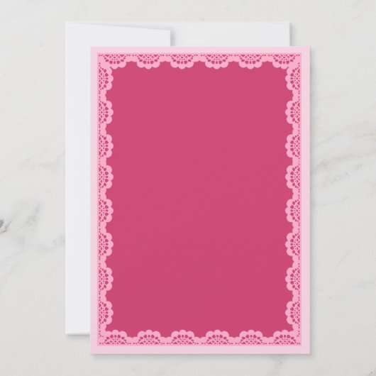 Roze strik coquette verjaardagsfeestje kaart (Achterkant)