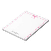 Roze Strik Coquette Waterverf Aangepaste Naam Notitieblok (Linkerzijde)