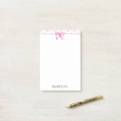 Roze Strik Coquette Waterverf Mooie Aangepaste Naa Post-it® Notes (Op bureau)
