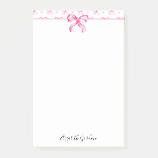 Roze Strik Coquette Waterverf Mooie Aangepaste Naa Post-it® Notes (Voorkant)