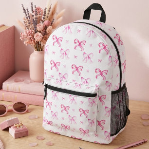 Roze Strik Coquette Waterverf Schattig Bedrukte Rugzak