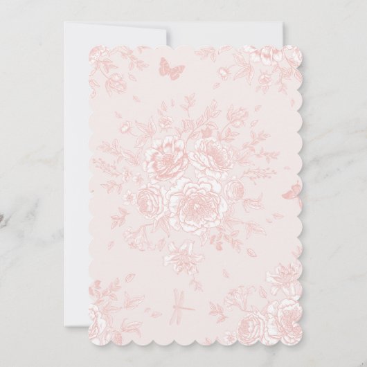 Roze Strik Coquette Whimsy Toile Mijlpijl Verjaard Kaart (Achterkant)
