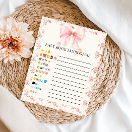Roze Strik Cottage Bloem Emoji Baby Shower Spel Poster