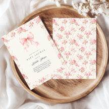 Roze Strik Cottage Bloem Meisje Baby Shower