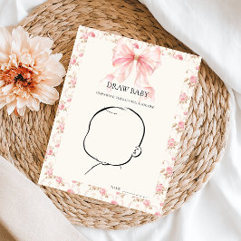Roze Strik Cottage Bloemachtige Teken Baby Shower  Poster