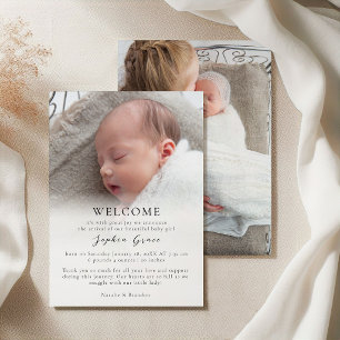 Roze Strik Cottage Bloemige Welkom Baby Foto Aankondiging