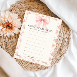 Roze Strik Cottage Flora Raad Babyvoedsel Shower G Poster