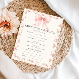 Roze Strik Cottage Voorspelling Wensen Baby Shower Poster