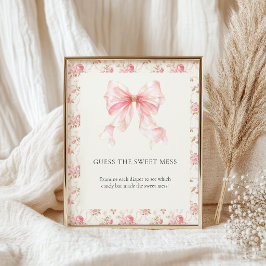 Roze Strik Cottage Zoete Rommel Baby Shower Spel Poster
