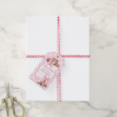 Roze strik cowgirl western baby shower favor cadeaulabel (Met Touw)