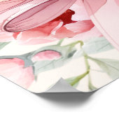 Roze strik crème bloemen baby shower welkomstbord poster (Hoek)