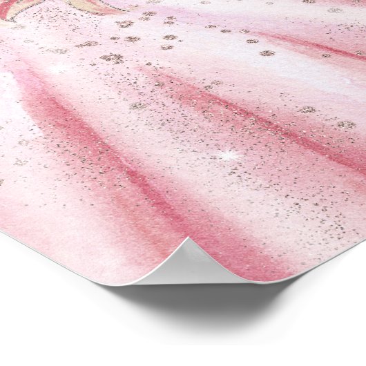 Roze strik crème bloemen jurk Sweet 16 welkom Poster (Hoek)