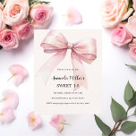Roze strik crème elegant SWEET 16 uitnodiging<br><div class="desc">Een zacht beige,  crèmekleurige achtergrond,  versierd met een roze grote strik. Personaliseer en voeg een naam en partijgegevens toe. 1 vel = 1 uitnodiging bedrukt rand tot rand.</div>