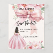 Roze strik crème jurk Sweet 16 Save the Date Flyer (Voorkant)