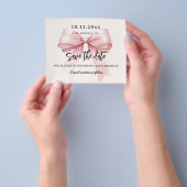 Roze strik crème verjaardagsfeestje Save the Date Flyer (Hand)