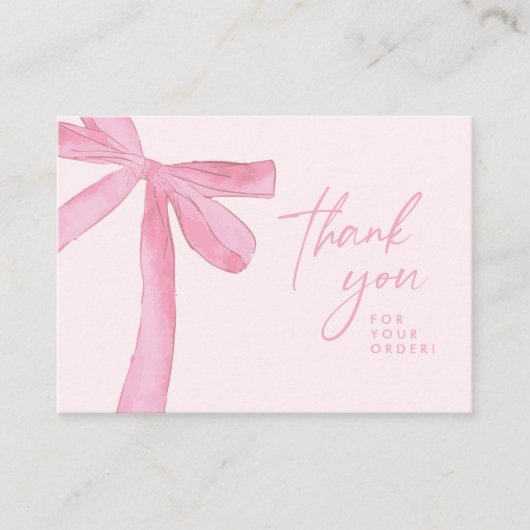Roze strik Custom zakelijk Handlettering Visitekaartje (Voorkant)