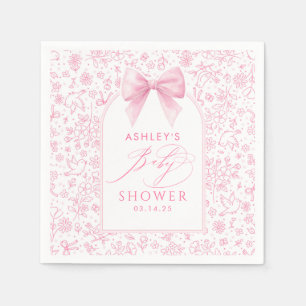 Roze strik cute grillige chinoiserie baby shower  servet