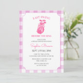 Roze Strik Dametje Gingham Golf Bruiloft Feest Kaart (Staand voorkant)