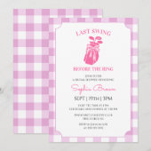 Roze Strik Dametje Gingham Golf Bruiloft Feest Kaart (Voorkant / Achterkant)