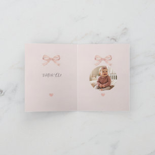 Roze Strik Das Coquette Baby Shower Foto Bedankkaart