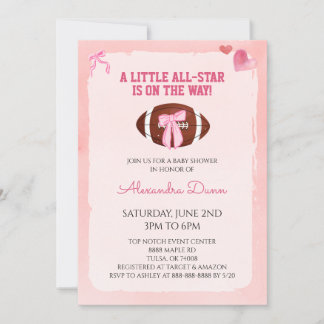 Roze Strik Das Coquette Voetbal Baby Shower Kaart