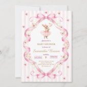 Roze Strik Das Konijn Baby Shower Kaart (Voorkant)