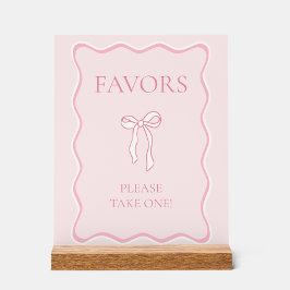 Roze strik die de knoop vastmaakt bruids douche fa acryl bord