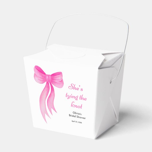 Roze Strik Die Knoop Vast Bruidsfeest Bedankdoosjes (Voorkant Zijde)