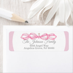 Roze Strik Doop Envelope Retouradres Label