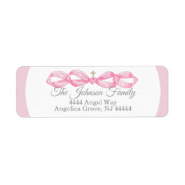 Roze Strik Doop Envelope Retouradres Label