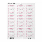 Roze Strik Doop Envelope Retouradres Label (Full Sheet)