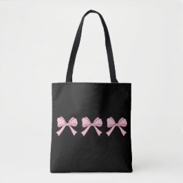 Roze Strik Drietalige Cute Coquette Esthetische T- Tote Bag