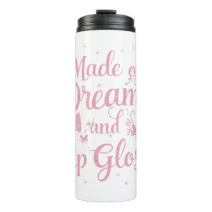 Roze Strik "Dromen en Lipgloss" Citaat Thermosbeker
