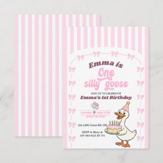 Roze Strik Eén Domme Gans Meisje 1e Verjaardagsfee