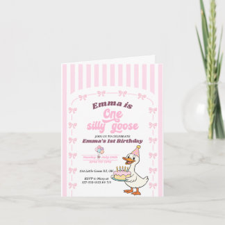 Roze Strik Een Dwaze Gans Meisje 1e Verjaardagsfee