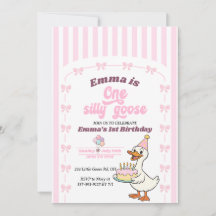 Roze Strik Een Dwaze Gans Meisje 1e Verjaardagsfee