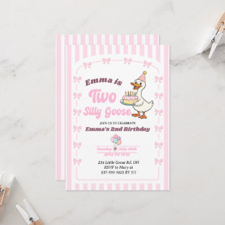 Roze Strik Een Dwaze Gans Meisje 2e Verjaardagsfee Kaart