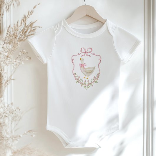 Roze strik Eend Crest Meisje babyshower Romper