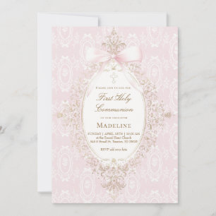 roze strik Eerste Heilige Communie meisje Kaart