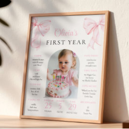 Roze Strik Eerste Verjaardag Mijlpaal Poster
