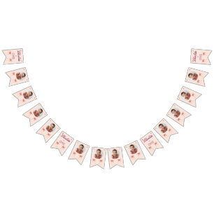 Roze Strik Eerste Verjaardag! Vlaggetjes