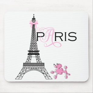 Roze Strik Eiffeltoren Parijs Frankrijk Poodle Chi Muismat