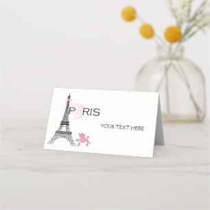 Roze Strik Eiffeltoren Parijs Frankrijk Poodle Fee Plaatskaartje