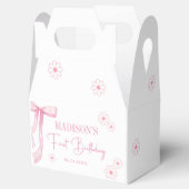 Roze strik Elegant 1e verjaardag Bedankdoosjes (Geopend)