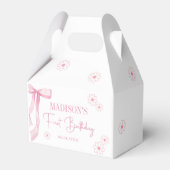 Roze strik Elegant 1e verjaardag Bedankdoosjes (Voorkant Zijde)