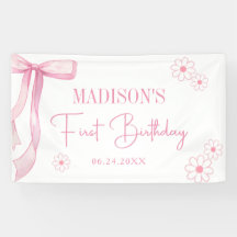 Roze strik Elegant 1e verjaardag