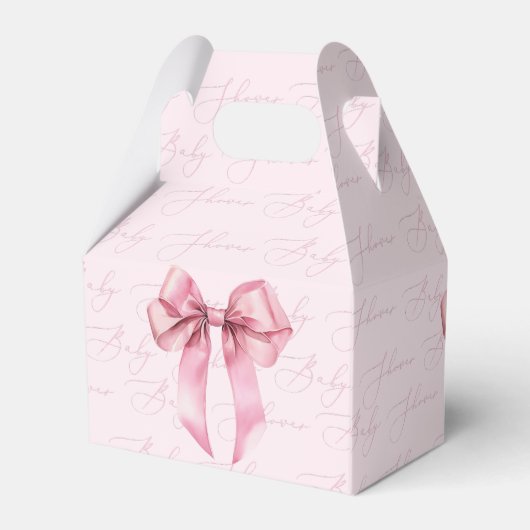 Roze strik Elegant Baby shower Bedankdoosjes (Achterkant)