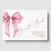 Roze strik Elegant Baby shower Gastenboek (Voorkant)