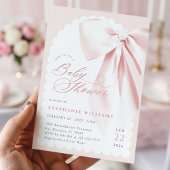 Roze strik Elegant Baby shower Kaart