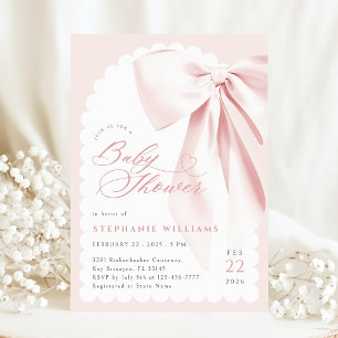Roze strik Elegant Baby shower Kaart